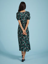 Immaculate Vegan - Baukjen Kaydence Livaeco Printed Midi Tea Dress | Green Shadow Spot