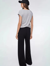 Immaculate Vegan - Baukjen LENZING™ ECOVERO™ Jersey Wide Leg Palazzo Trousers | Caviar Black