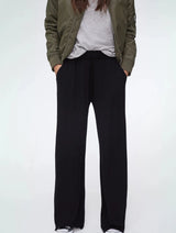 Immaculate Vegan - Baukjen LENZING™ ECOVERO™ Jersey Wide Leg Palazzo Trousers | Caviar Black