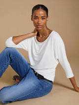 Immaculate Vegan - Baukjen Spenser LENZING™ ECOVERO™ Relaxed Boat Neck Top | Pure White Pure White / UK8 / EU36 / US4