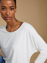 Immaculate Vegan - Baukjen Spenser LENZING™ ECOVERO™ Relaxed Boat Neck Top | Pure White