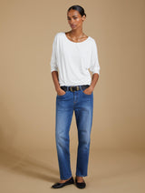 Immaculate Vegan - Baukjen Spenser LENZING™ ECOVERO™ Relaxed Boat Neck Top | Pure White