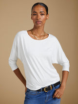Immaculate Vegan - Baukjen Spenser LENZING™ ECOVERO™ Relaxed Boat Neck Top | Pure White