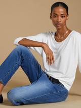 Immaculate Vegan - Baukjen Spenser LENZING™ ECOVERO™ Relaxed Boat Neck Top | Pure White