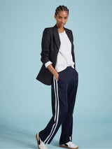 Immaculate Vegan - Baukjen Tippi LENZING™ ECOVERO™ Side Stripe Trousers | Navy & White