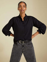Immaculate Vegan - Baukjen Sima LENZING™ ECOVERO™ Frill Detail Blouse | Caviar Black UK6 / EU34 / US2 / Caviar Black