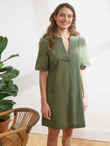 Immaculate Vegan - BIBICO Rowen Linen Tunic Dress 8UK / olive