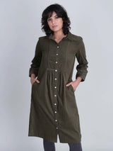 Immaculate Vegan - BIBICO Tala Cotton Corduroy Midi Dress | Olive