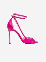 Immaculate Vegan - BIKKOU 2am Dancing in the Club Fuchsia Vegan Strappy Heels | Recycled Satin UK3 / EU36 / US5