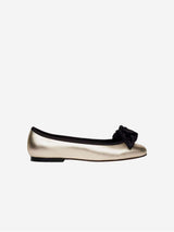 Immaculate Vegan - BIKKOU 9:30am Hearing in Court Vegan Leather Bow Flats | Light Gold UK3 / EU36 / US5