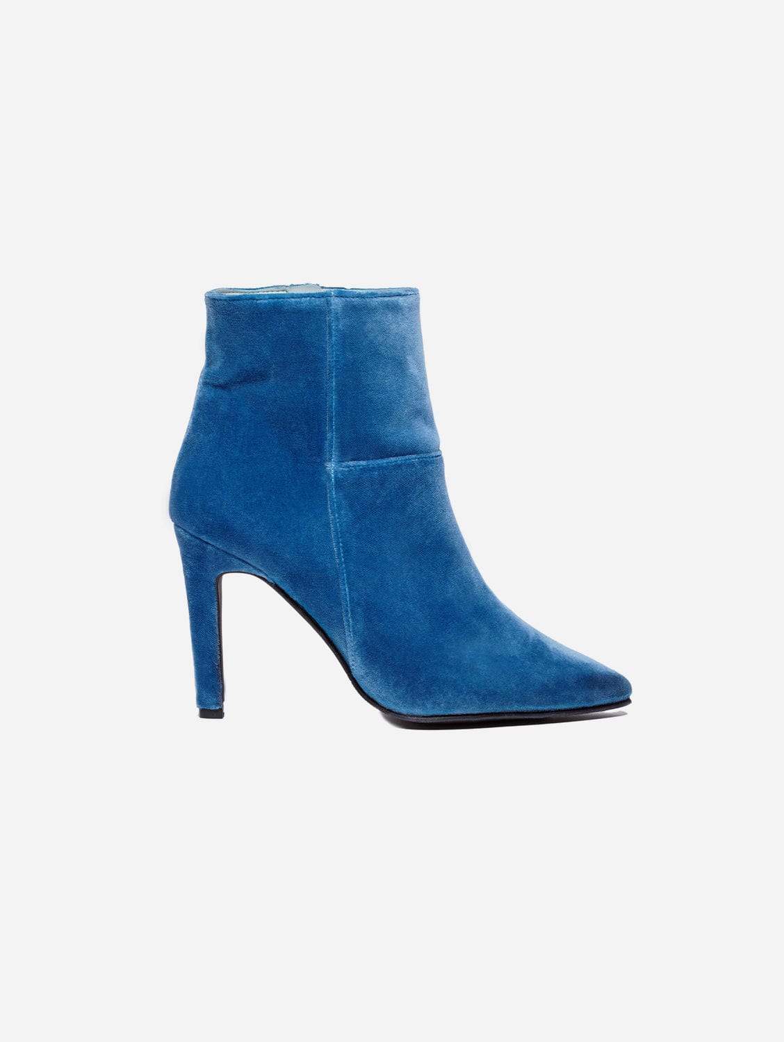 BLOOM Rose Vegan Velvet Heeled Ankle Boots Blue