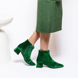 Immaculate Vegan - BLOOM DAHLIA FLAT HEELS BOOTS VELVET GREEN