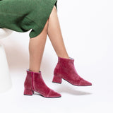 Immaculate Vegan - BLOOM DAHLIA FLAT HEELS BOOTS VELVET PINK