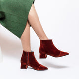 Immaculate Vegan - BLOOM DAHLIA FLAT HEELS BOOTS VELVET RUST