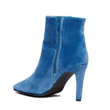 Immaculate Vegan - BLOOM ROSE HIGH HEELS BOOTS VELVET BLUE