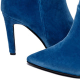 Immaculate Vegan - BLOOM ROSE HIGH HEELS BOOTS VELVET BLUE