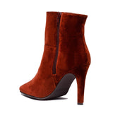Immaculate Vegan - BLOOM ROSE HIGH HEELS BOOTS VELVET RUST