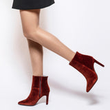 Immaculate Vegan - BLOOM ROSE HIGH HEELS BOOTS VELVET RUST