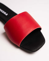 Immaculate Vegan - Bohema Mellow Slides Red vegan slides made of corn leather