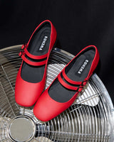 Immaculate Vegan - Bohema Strawberry Mary Jane Pumps red pumps made of grape-based vegan leather