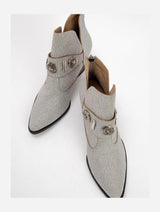 Immaculate Vegan - Prologue Shoes Kenda Silver Glitter Buckle Block Heel Boot (Women)