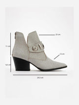 Immaculate Vegan - Prologue Shoes Kenda Silver Glitter Buckle Block Heel Boot (Women)