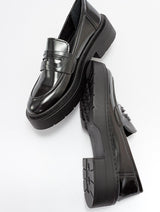 Immaculate Vegan - Prologue Shoes Josie Vegan Leather Platform Loafers | Black Patent