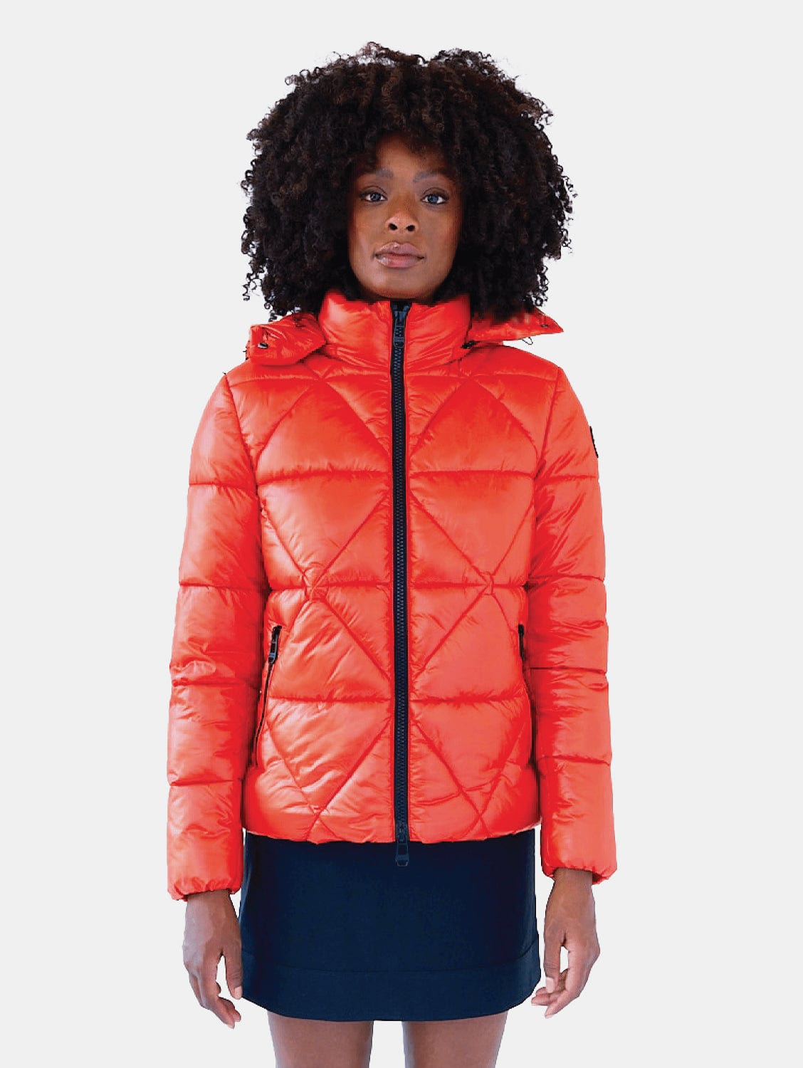 Short red puffer clearance jacket