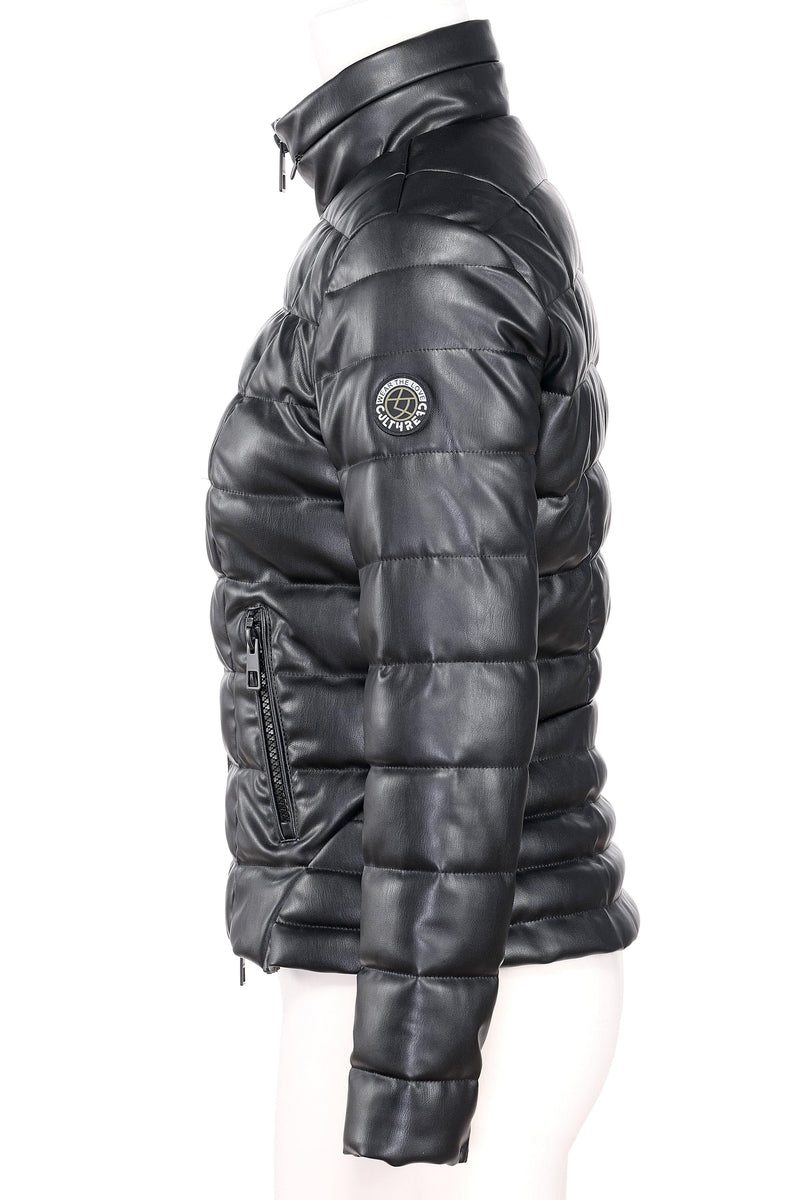 CULTHREAD FARADAY II recycled vegan leather short puffer jacket black