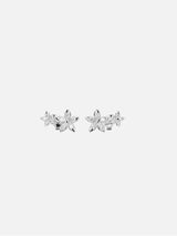 Immaculate Vegan - BLOOMTINE Eternal Bloom™ Sterling Silver Flower Stud Climber Earrings | Ethereal Silver Florals Silver