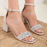 Immaculate Vegan - Forever and Always Shoes Adeline - Beige Wedding Shoes with Rhinestones