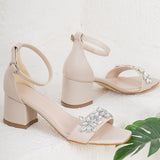 Immaculate Vegan - Forever and Always Shoes Adeline - Beige Wedding Shoes with Rhinestones