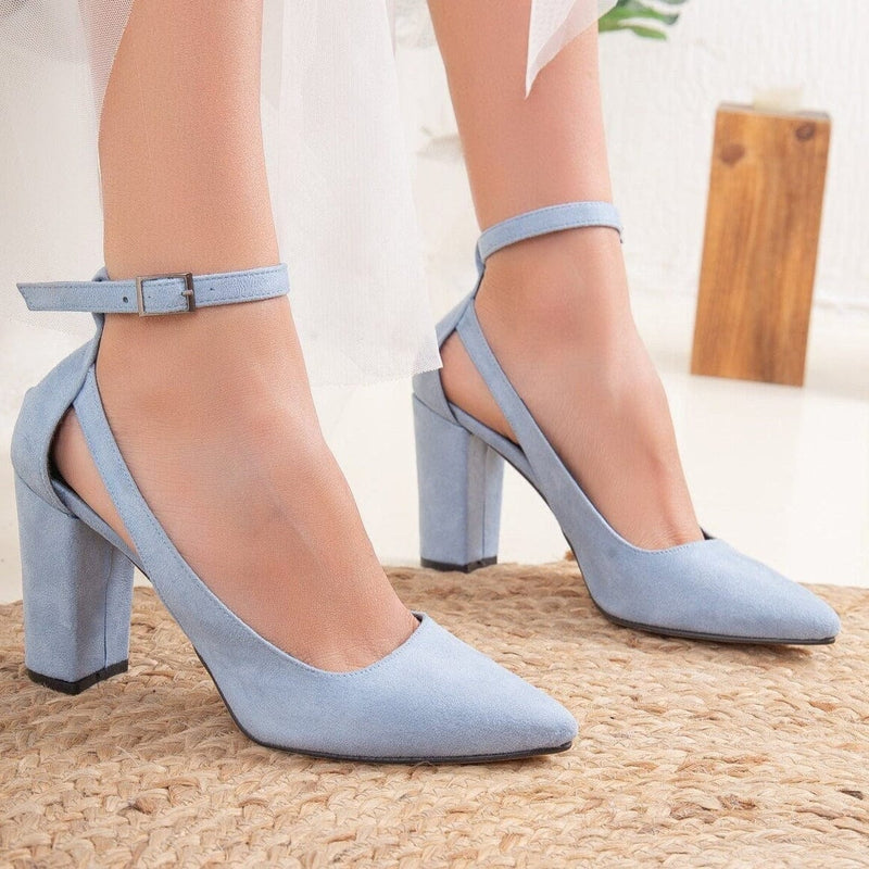 Forever and Always Shoes Colette - Baby Blue Suede Wedding Shoes