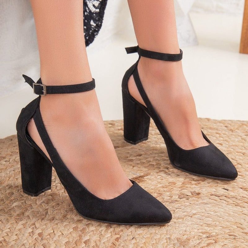 Forever and Always Shoes Colette - Black Suede Block Heels