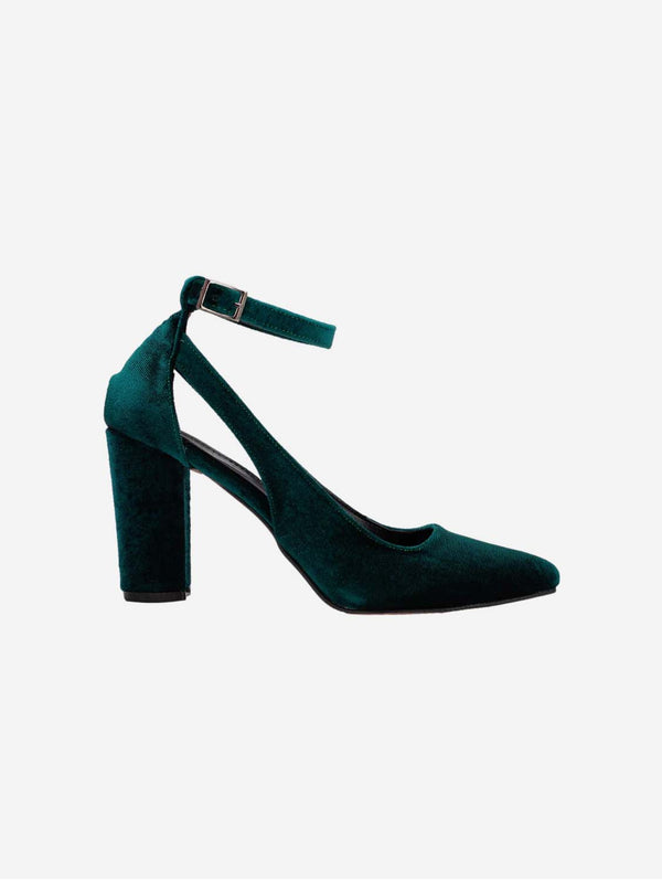 Forever and Always Shoes Colette - Emerald Green Velvet Shoes