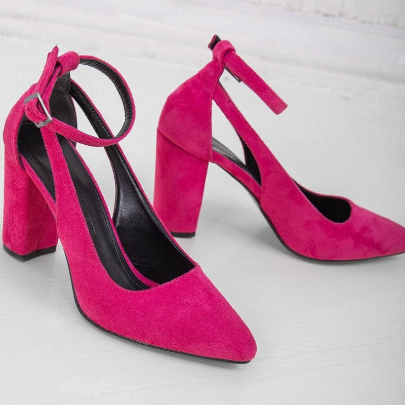 Forever and Always Shoes Colette - Pink Suede Block Heels