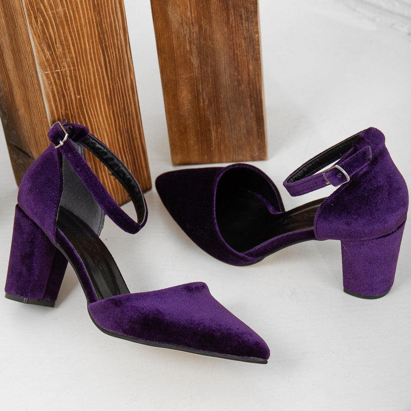 Forever and Always Shoes Gisele - Purple Velvet Shoes with Ribbon