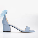 Immaculate Vegan - Forever and Always Shoes Hera Vegan Leather Ribbon Heeled Sandals | Baby Blue