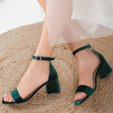 Immaculate Vegan - Forever and Always Shoes Lucille - Green Velvet Pearl Wedding Sandals