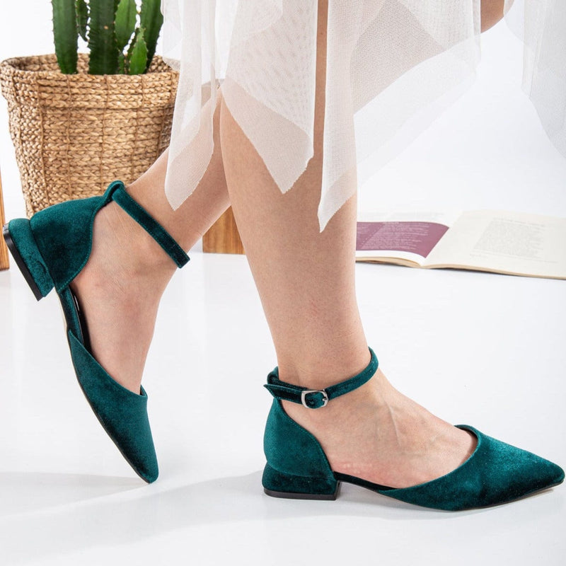 Forever and Always Shoes Madeline - Emerald Green Velvet Flats