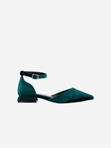 Immaculate Vegan - Forever and Always Shoes Madeline - Emerald Green Velvet Flats with Ribbon
