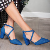 Immaculate Vegan - Forever and Always Shoes Sina Vegan Glitter Wedding Heels | Bright Blue