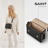 Immaculate Vegan - FRIDA ROME The WEEK/END Cactus Leather Vegan Studded Crossbody Bag | Black