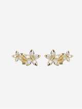 Immaculate Vegan - BLOOMTINE Eternal Bloom™ Gold Vermeil Flower Stud Climber Earrings | Ethereal Moissanite Florals Gold