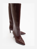 Immaculate Vegan - Prologue Shoes Cassandra Burgundy Pattern High‑Heel Boot (Women)