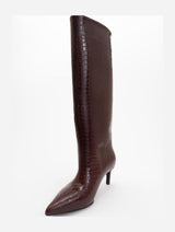 Immaculate Vegan - Prologue Shoes Cassandra Burgundy Pattern High‑Heel Boot (Women)