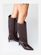 Immaculate Vegan - Prologue Shoes Cassandra Burgundy Cilt High‑Heel Boot (Women)