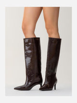 Immaculate Vegan - Prologue Shoes Cassandra Brown Pattern High‑Heel Boot (Women)