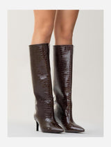 Immaculate Vegan - Prologue Shoes Cassandra Brown Pattern High‑Heel Boot (Women)