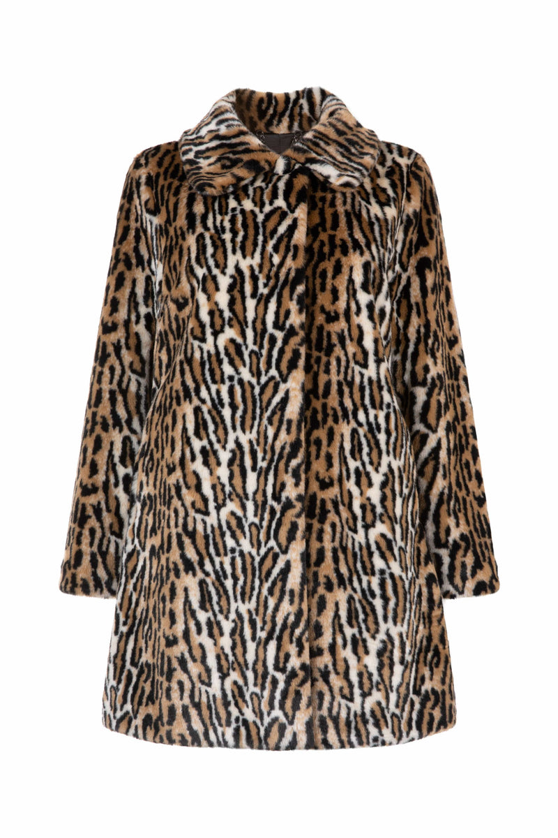 Issy London Adele Leopard Faux Fur Coat Brown